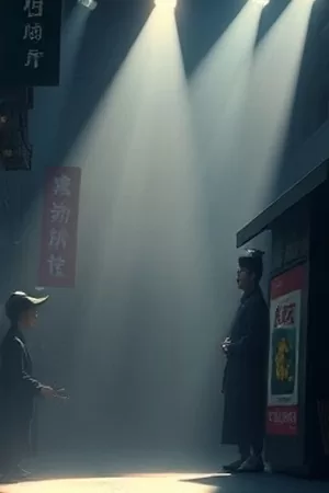 无声场记板竖版海报，片场场记板与灯光架