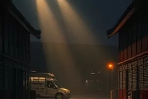 荒原取景框横版剧照，荒漠公路与摄影机三脚架